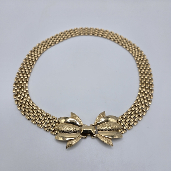 Judy Lee Goldtone Choker Necklace Panther Link Fancy Clasp Statement Mogul 1980s - Picture 4 of 4